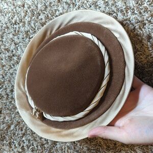 Stately Champagne Rose Gold Vintage French Saucer Fascinator Hat